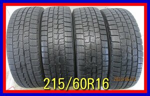 ■中古タイヤ■　215/60R16 95Q DUNLOP WINTERMAXX WM01 エスティマ クラウン CX-3 オデッセイ等 冬タイヤ スタッドレス　送料無料　A889