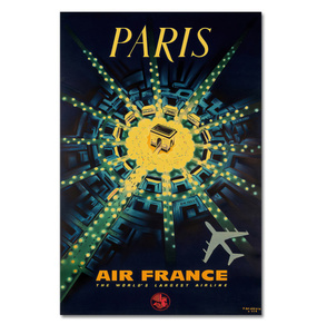 G1978 ヨーロッパ エールフランス Air France 旅行 トラベル ヴィンテージ キャンバスアートポスター 50×75cm イラスト 海外製 枠なし B