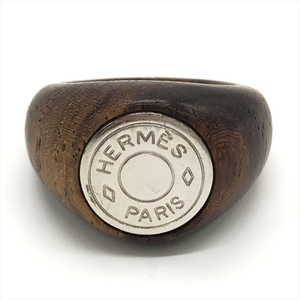 エルメス HERMES セリエ 約11.5号 リング 指輪 ウッド ブラウン シルバー金具
