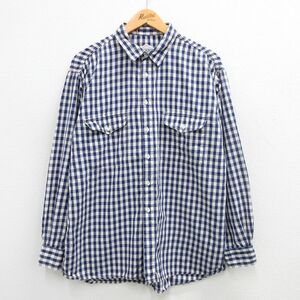 L/古着 リーバイス Levis 長袖 ブランド シャツ メンズ 90s 紺他 ネイビー ギンガム チェック 24jun04 中古 トップス