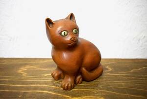 ビンテージ 猫オブジェ ネコ ねこ 置物 木彫り アンティーク雑貨 ヴィンテージ インテリア ディスプレイ