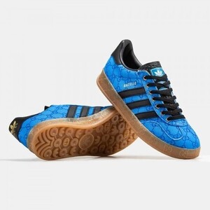 新品未使用 付属品完備 adidas GUCCI アディダス グッチ 限定コラボ GAZELLE ガゼル スニーカー ブルー GGスプリーム Tシャツ パンツ 帽子