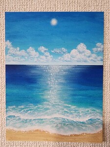 風景画　海　アート　パステル画　海の絵　絵画　イラスト