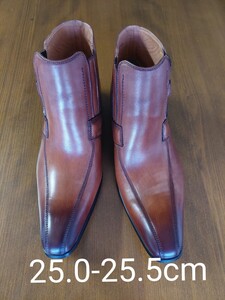  S【定価:1.9万円】Luciano Vieri 牛革サイドベルトブーツ(25.0-25.5cm) ※3485※100