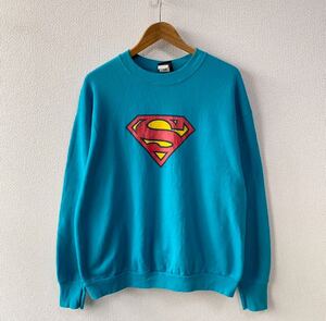 90s USA製 WARNER BROS スーパーマン ロゴ プリント スウェット L SUPERMAN 古着 アメコミ ムービー