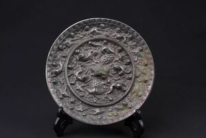 中国古美術 唐物 古鏡 海獣葡萄鏡 銅鏡 時代物 青銅鏡 古玩 中国古玩 骨董品 00324