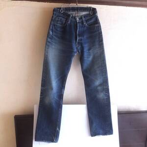 DENIME　旧ドゥニーム　革パッチ　赤耳　デニム　セルビッジ　W72cm　ビンテージ　ジーパン　インディゴ　ボタンフライト　XX