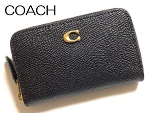 特価！ 人気 COACH コーチ クロスグレイン レザー ジップ カードケース コインケース ミニ財布 C6723 BK 新品本物