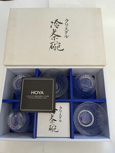 HOYA クリスタル冷茶碗★西武ライオン柄入りボーイ5客★未使用品