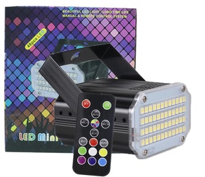 業務用 ディスコ 照明 RGB 照明器具 イベント ライト ライブ 48 LED RGB ストロボ ライト USプラグ パーティー 音楽 舞台 照明効果 D529