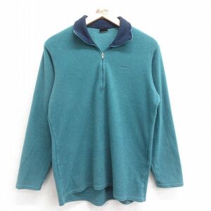 M/古着 パタゴニア patagonia 長袖 ハーフジップ フリース ジャケット メンズ 90s ワンポイントロゴ キャプリーン 緑系 グリーン 23dec