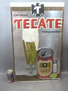 ☆☆看板　TECATE　cerveezA　テカテビール　メキシコ　アメリカン雑貨　アルミ紙貼