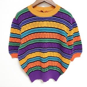 #anc ミッソーニ MISSONI セーター 48 マルチ ニット 半袖 鍵編み ボーダー 大きいサイズ レディース [788680]