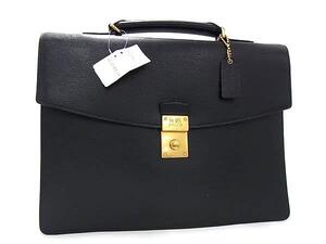 1円 ■美品■ COACH コーチ 70234 レザー ハンドバッグ ビジネスバッグ ブリーフケース メンズ ブラック系 FE6940