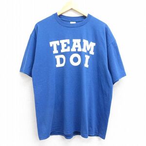 XL/古着 半袖 ビンテージ Tシャツ メンズ 90s TEAM DOI 大きいサイズ クルーネック 青 ブルー 23jun26 中古