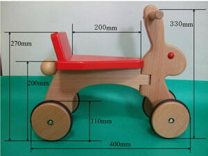 ◆足けり 四輪車 キックバイク 天然木 1歳 2歳 3歳乗用玩具◆中古