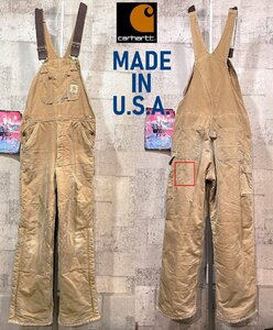 USA製 カーハート R03 キルティングライニング ブラウンダック オーバーオール 32X32 carhartt 米国製 アメリカ製