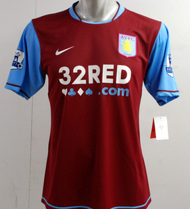 07-08 アストン・ビラ ASTON VILLA (H)＃6 ギャレス・バリー BARRY 選手用半袖 ストック Nike プレミアリーグ仕様 L