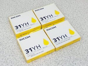 ■β 【未使用品】 RICOH/リコー 純正インク GXカートリッジ Lサイズ GC31YH イエロー色 大容量 4個 【1112-01】