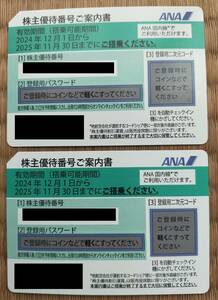 ANA株主優待券(2025年11月30日まで搭乗可能) 2枚セット 普通郵便送料無料　番号通知も可能