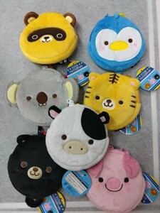 新品　かわいい動物まとめ売り　アニマルフェイスポシェット　まとめ売り7点　