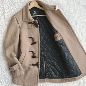 極美品！バーバリーブラックレーベル BURBERRY BLACK LABEL 中綿入り 肉厚 ダッフルコート M キャメル キルティング ラムウール 水牛角