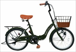 【美品新車アウトレット品】【2024New Model】折りたたみ自転車 シティサイクル 20インチ カーキ【SK00685】