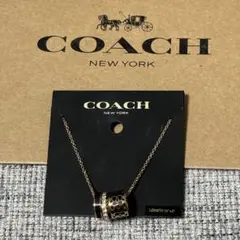 最安！COACH コーチ シグネチャー サークル ストーンネックレス ブラック③