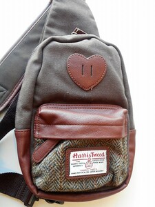 ☆♪【新品】☆harris tweed ハリスツイード ボディバッグ ハート ブラウン 茶色 B3001