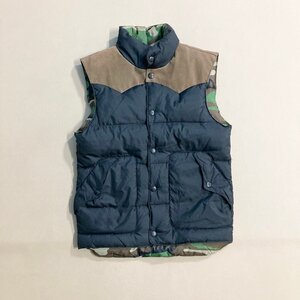 ★Denim & Supply Ralph Lauren デニム＆サプライラルフローレン リバーシブルダウンベスト アウター ネイビー 迷彩 サイズXS メンズ 0.5kg