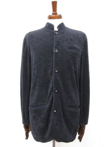 美品【ARMANI COLLEZIONI アルマーニコレツィオーニ】 パイル生地 シャツジャケット (メンズ) sizeL 暗めのネイビー P51N01 XR□33MT5435□