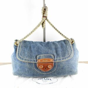 PRADA LOGO DENIM CHAIN SHOULDER BAG MADE IN ITALY/プラダロゴデニムチェーンショルダーバッグ