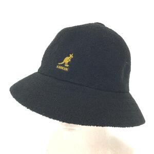 未使用品◆KANGOL カンゴール バケットハット 帽子 L◆ ブラック パイル地 ロゴ刺繍 ユニセックス 帽子 ハット hat 服飾小物