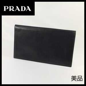 【美品】PRADA プラダ 長財布 メンズ 札入れ ソフトレザー オールドプラダ 箱付 送料無料