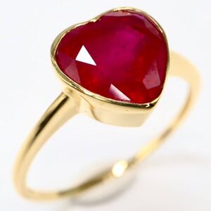 1円〜!!美品!!▼K18 天然ルビーリング▼D 約2.2g 11.5号 Ruby jewelry ring ハート 指輪 EB1/EB2 S933