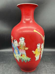 r6051703 中国古玩 花器 骨董品 中国美術 花瓶 粉彩 在銘 置物 花入 