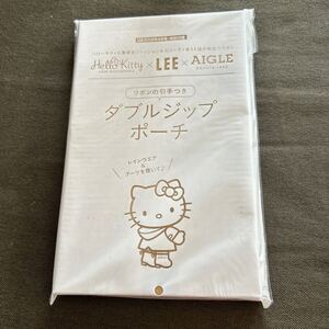 新品未使用品 LEE 2019年9月号付録 HelloKitty AIGLE リボンの引手つき ダブルジップポーチ