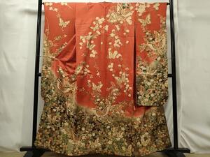 平和屋着物■豪華振袖　駒刺繍　舞蝶草花文　暈し染め　金彩　正絹　逸品　CAAK7326ze