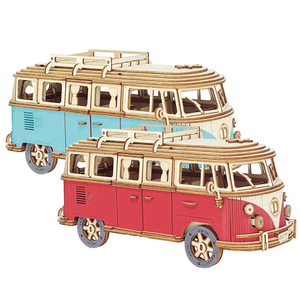 木製 3D 立体パズル 模型 キット Campervan ウッド パズル キャンピング カー 趣味 大人 知育 玩具 インテリア 装飾 レトロ バス