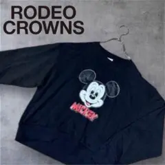 H76@ RODEO CROWNS 新品 ミッキー スウェット ブラック F