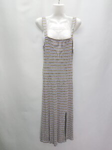 ◇ ◎ ●未使用● RVCA × esutoreja タグ付 Border slit dress 膝下丈 ワンピース サイズXS パープル マルチ レディース P