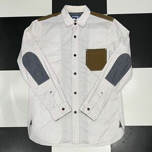 JUNYA WATANABE COMME des GARCONS MAN ヨーク エルボー 切替 ヘリンボーン チェック シャツ S ジュンヤ コムデギャルソン ワタナベ