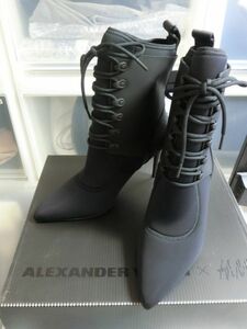 ALEXANDER WANG x H&M ボンディング レースアップ ヒール ブーツ 39 ブラック #0237680-001 エイチアンドエム アレキサンダーワン
