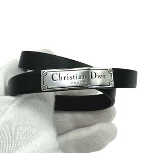 未使用に近い　Dior Homme　ディオール オム ダブルブレスレット　ロゴ　2023秋冬新作　メンズ　男性用　ロゴプレート　レザー