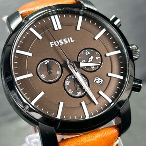 美品 FOSSIL フォッシル BQ2047 腕時計 クオーツ アナログ クロノグラフ カレンダー ステンレススチール 新品電池交換済み 動作確認済み