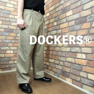 CP1-080【モデル175cm】★美USED★超BIGシルエット【DOCKERS ドッカーズ】クラシックフィット 2タック チノパン【W40 メンズ XXL】ベージュ