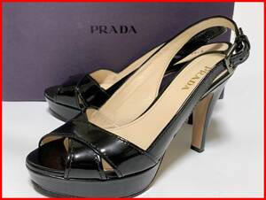 即決 PRADA プラダ 39≒24.5cm パンプス サンダル 黒 ブラック 箱付 レディース jcs