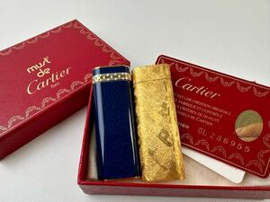 【7/52ES】Cartier カルティエ ガスライター ゴールド トリニティ ブルー 着火未確認