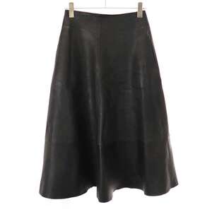 MADISON BLUE マディソンブルー 18AW LEATHER FLARE SKIRT ベビーカーフスキン レザーフレアスカート MB184-6036EX ブラック