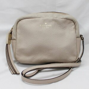 ★1スタ!! kate spade ケイトスペード ショルダーバッグ WKRU3318 レザー ベージュ 中古品 m_b(j) m5-33415